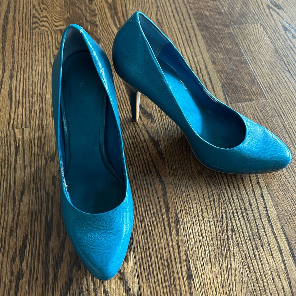 Nine West High Heel Pump Stilettos Teal Turquoise Blue
